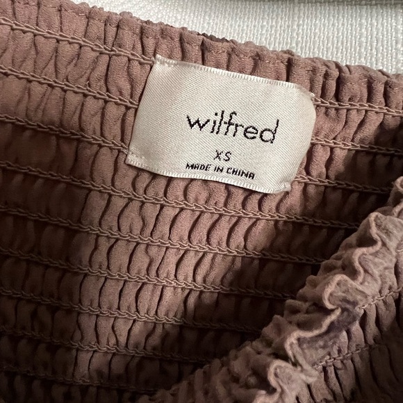 Aritzia Wilfred Purple Floral Smoked Long Sleeve Saga Cropped Blouse XS - Picture 6 of 11